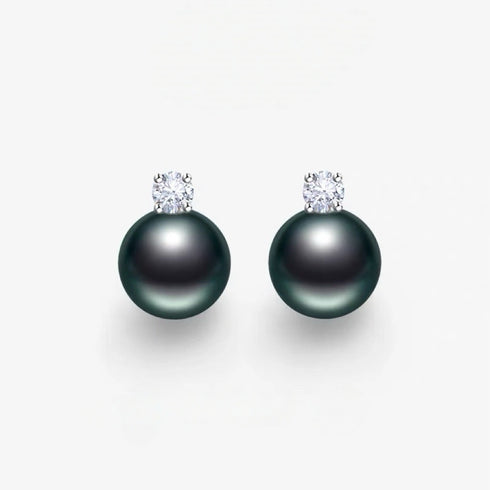 Tahitian Pearl Sasha Zirconia Earrings in Sterling Silver